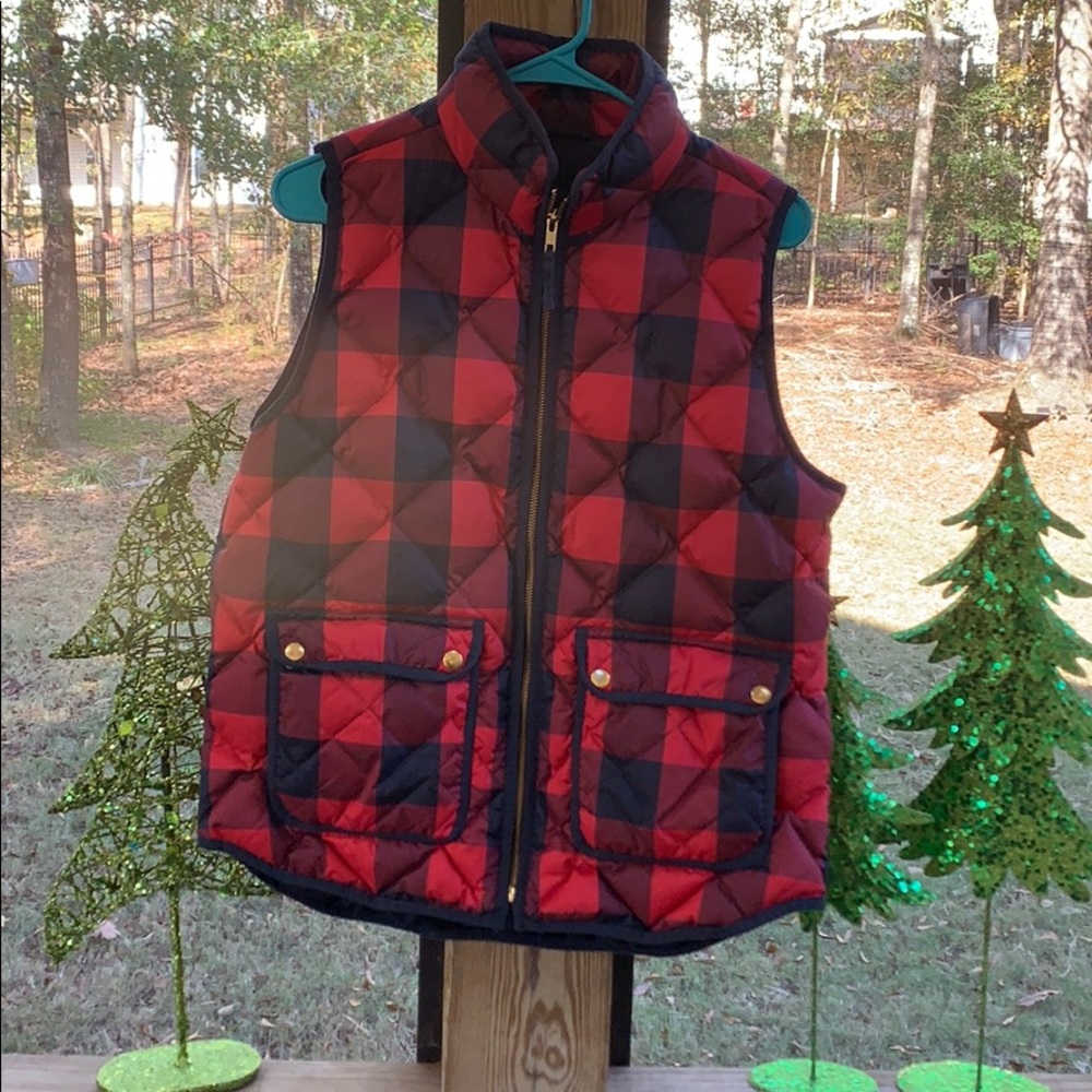 EUC Sz M J.Crew navy/red quilted vest